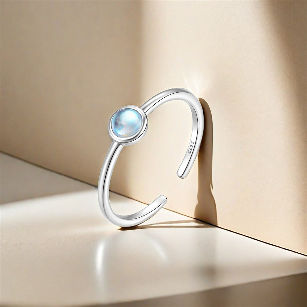 5g Weight Zircon Inlay Material Open Rings Classification Adjustable Ring Size 1 Piece Quantity Holiday, Daily Occasion 925 Sterling Silver Material Geometric Pattern Women's Gender Plating, Inlay Design Sweet Style 925 Sterling Silver Zircon Geometric Open Rings 27