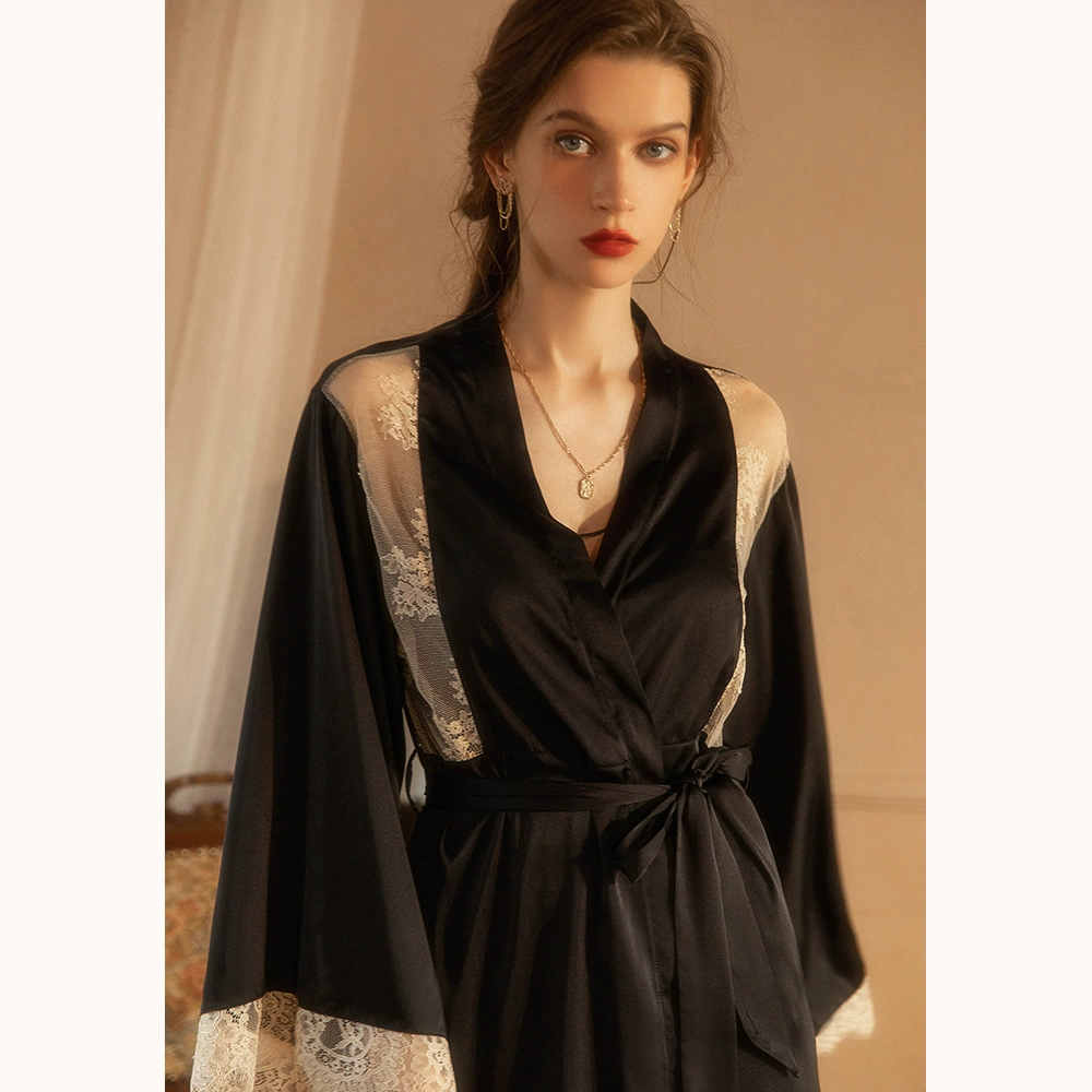 Silky quality lace bathrobe, silk pijama for bride