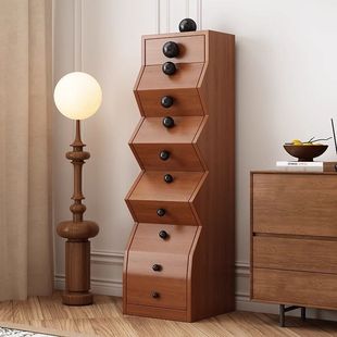 Solid Wood Antique Five-drawer Cabinet Irregular Cabinet Entrance Vintage Locker Dining Side Storage Internet Celebrous Living Room Storage Cabinet