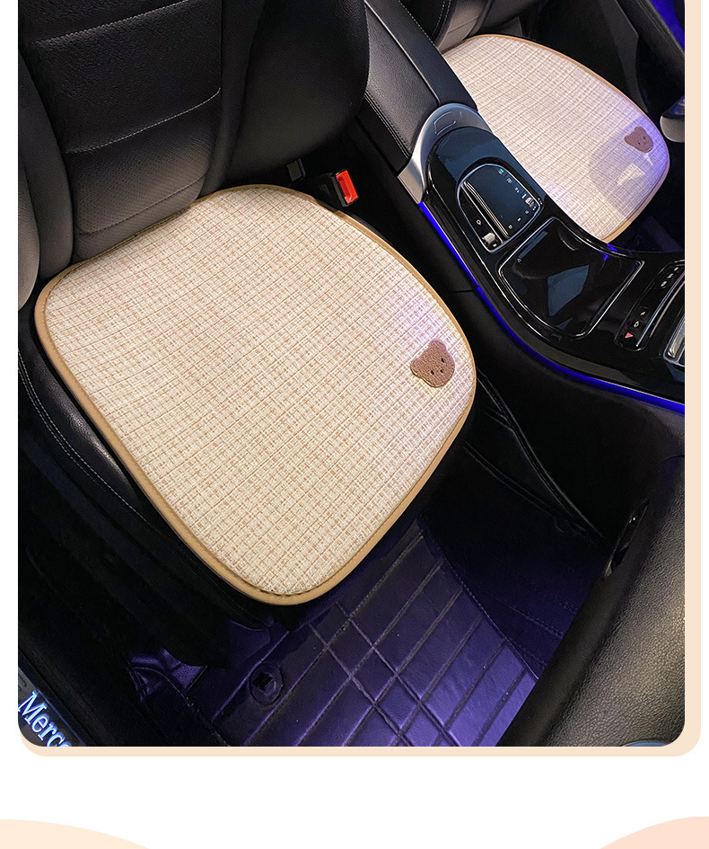 Car seat cushion universal four seasons linen car ventilated seat cushion summer cartoon cute seat cover anti-dirty and permeable women