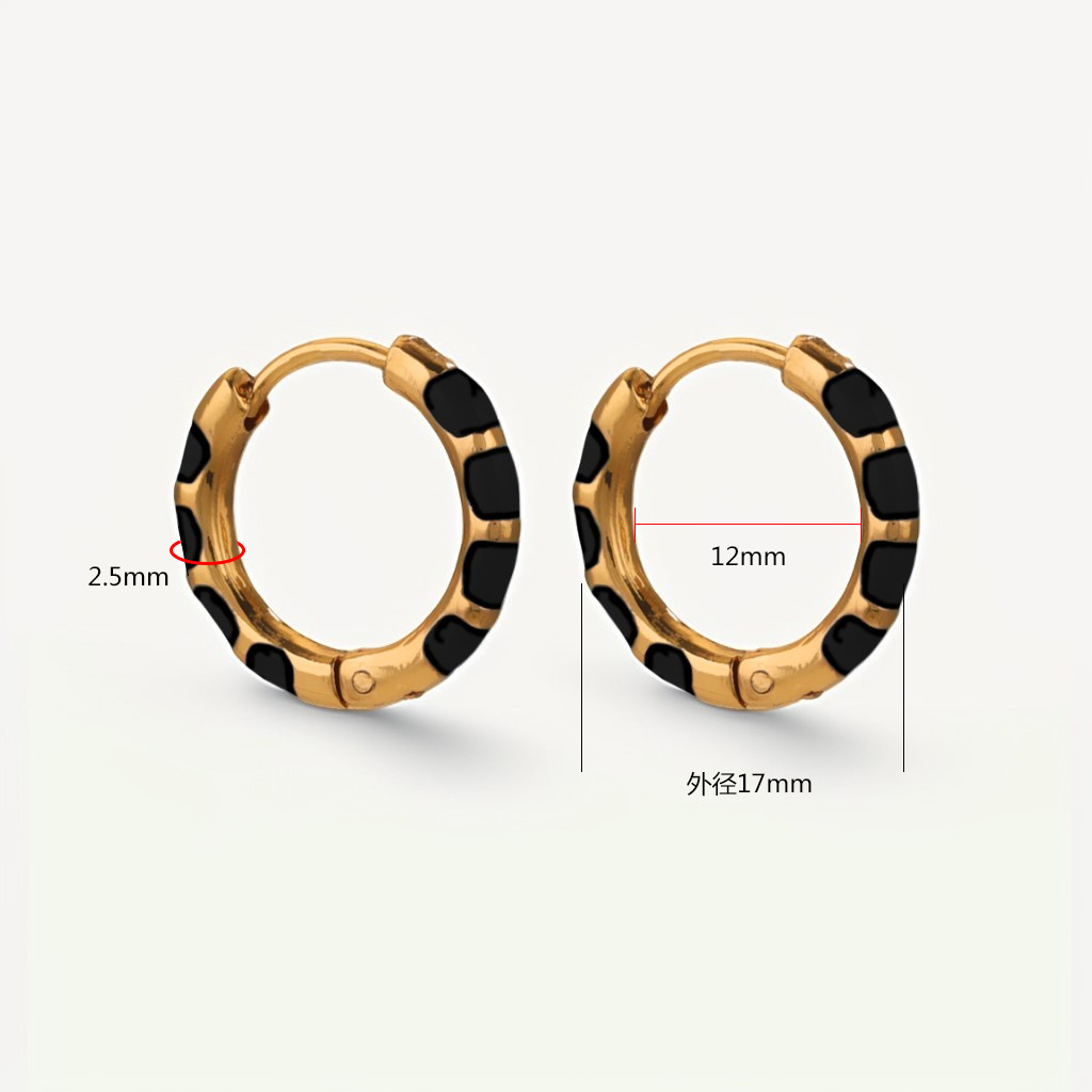 Europa y América esmalte colorido de aceite de goteo manual de acero inoxidable orejas de acero titanio orejas clásicas lindas orejas de mujer