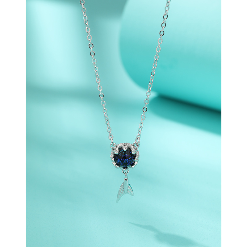 925 plata esterlina collar de cola de pescado nicho ligero diseño de cadena clavícula sirena temperamento collar 520 para enviar a la novia