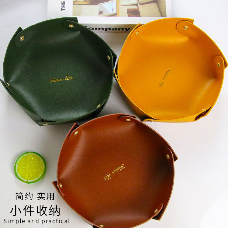 Nordic ins caja de almacenamiento de cuero bandeja de almacenamiento de escritorio de cuero de la PU joyería cosméticos clave caja de almacenamiento al por mayor