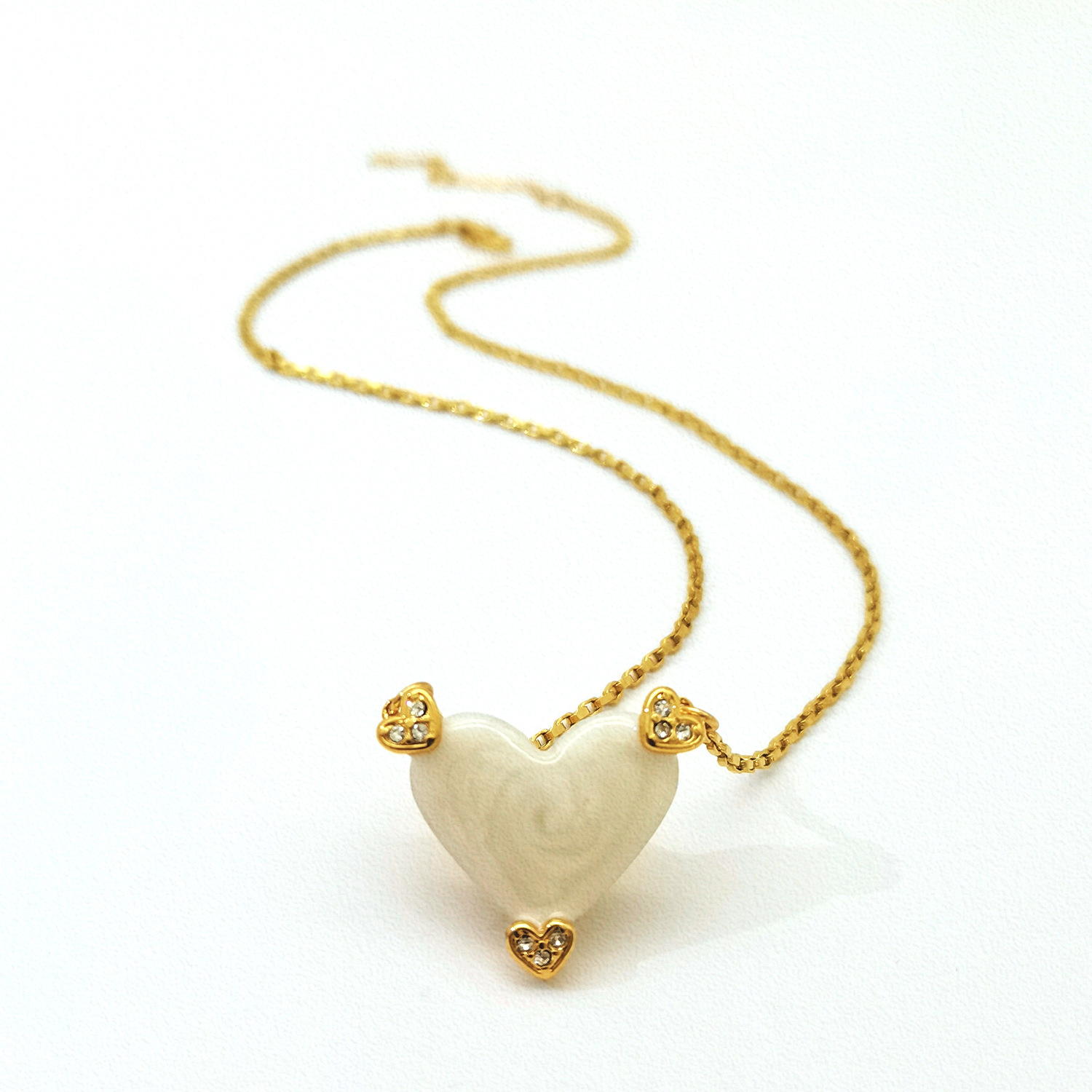 Elegant Heart Shape Copper Plating Inlay Zircon Pendant Necklace 1 Piece