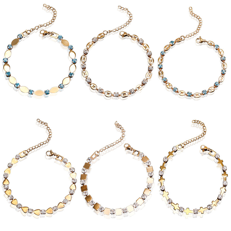 Summer Korean European and American Women's Bracelet Stainless Steel Non-Fading Versatile Light Luxury Zircon Elegant High-End Cross