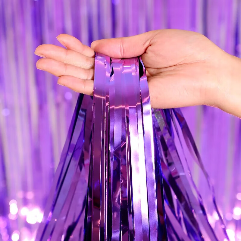 Decoración de bordillo cortina de seda de lluvia fiesta de cumpleaños boda fondo pared decoración de diseño brillante cuadrado cortina de seda de lluvia bordillo