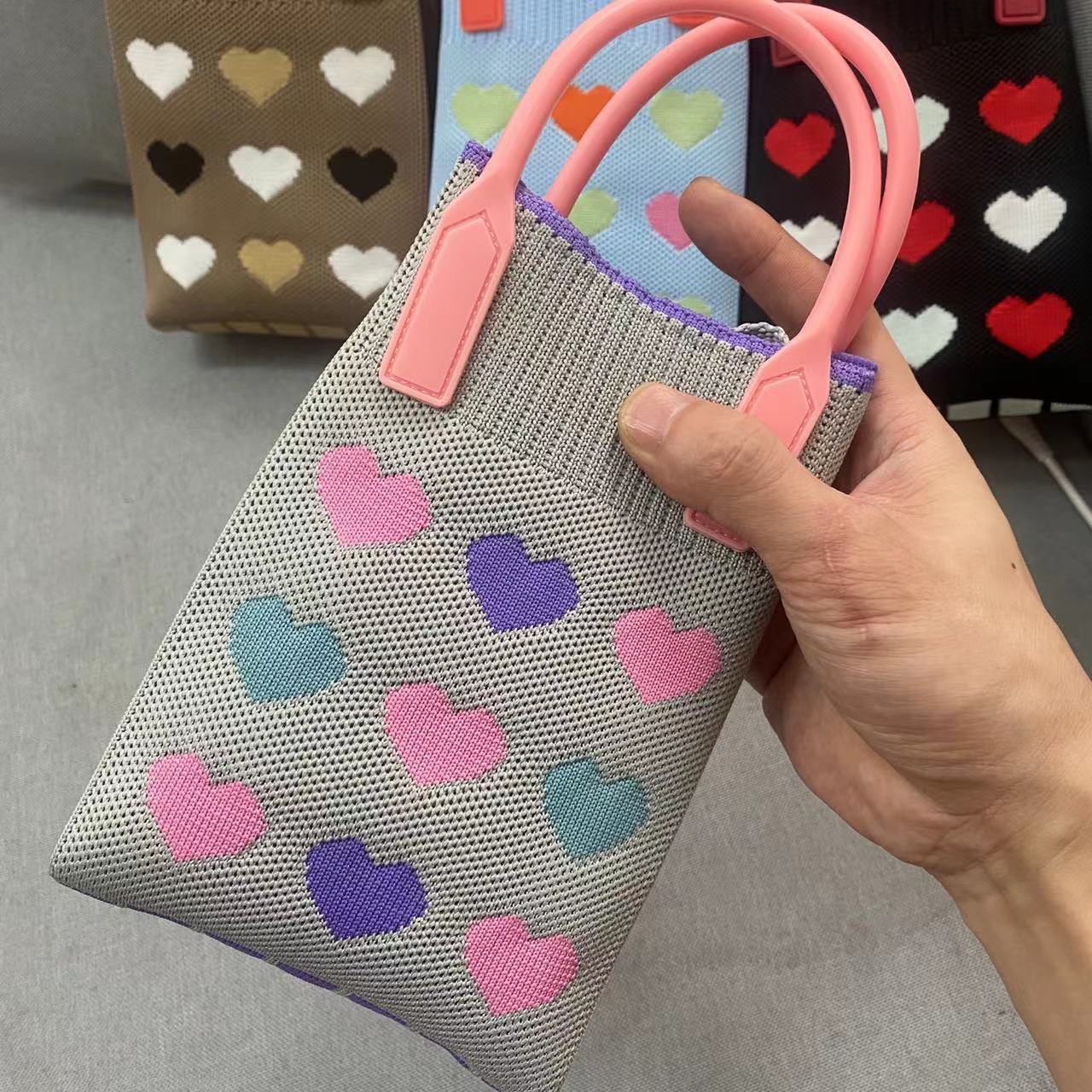 Nuevo amor bolso del teléfono móvil bolso de punto al por mayor de gran capacidad bolso de mano estudiante crossbody bolsa de lana fábrica