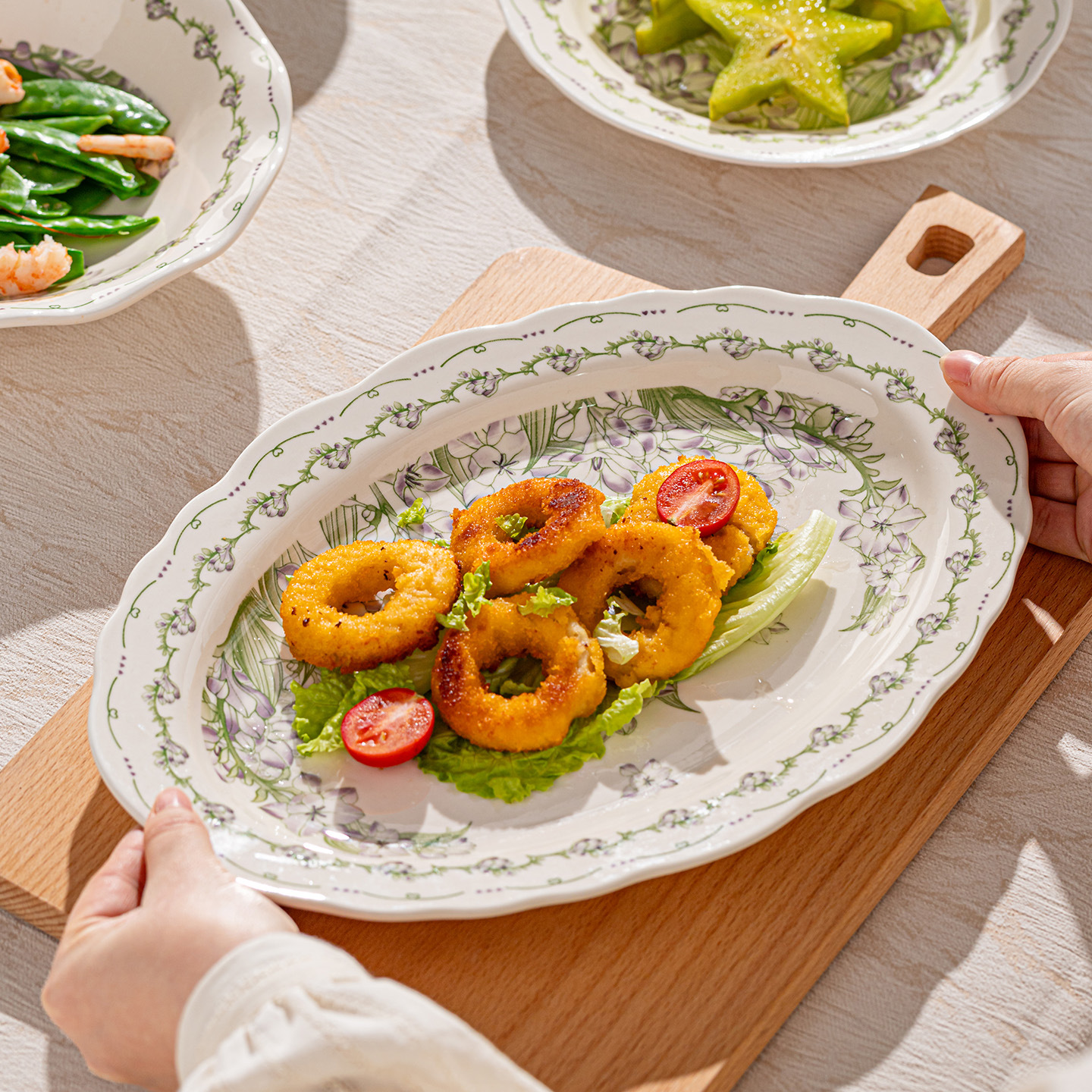 [Cross-Border] Orquídea japonesa bajo esmalte platos de color platos de cerámica platos de platos platos de alto valor de superficie platos profundos image 3