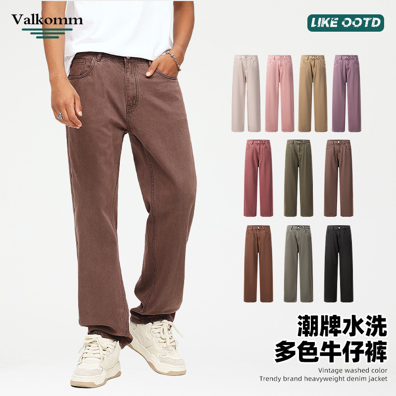 Laikai American-Style Trendy Brand Washed Denim Jeans for Men, Early Autumn Hot-Selling Loose Versatile Drapey Straight-Leg Casual Pants for Men Laikai American-Style Trendy Brand Washed Denim Jeans for Men, Early Autumn Hot-Selling Loose Versatile Drapey Straight-Leg Casual Pants for Men