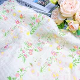 40支全棉双层纱布小碎花印花绉布 婴儿棉布家居服童装睡衣面料