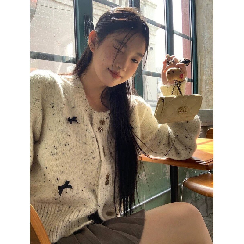 24 Dongpuyuan pequeño viento fragrante camiseta de punto para mujeres otoño 2024 nueva chaqueta corta