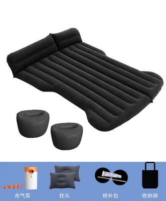 Vehicle-mounted inflatable bed, Tesla Model 3/Y Special - trunk-and-back-seat-dual-purpose-black-tesla-with-wireless-dry-battery-pump-round-pier