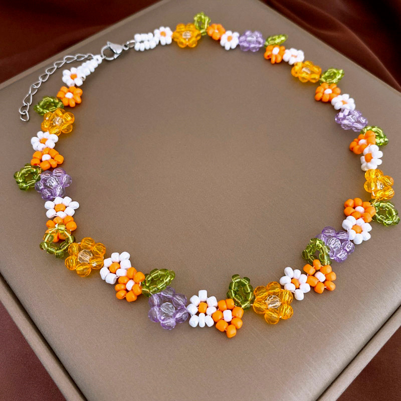 All Seasons Season Women's Gender Elegant Lady Flower Seed Bead Beaded Chain Beaded Necklaces Wholesale