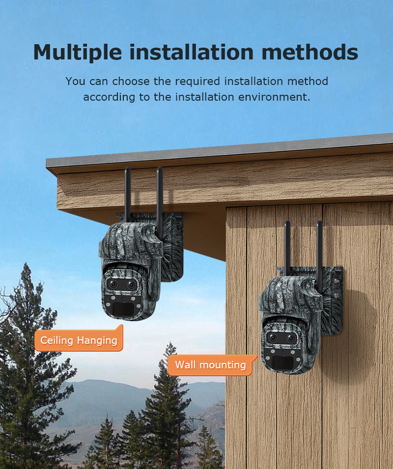 4G solarbetriebene Wildkamera PTZ-Kamera mit 12-facher PIR-Menschenerkennung HD 6MP IP-Tarnung WIFI-Kameras für die Sicherheit im Freien – Detail 10