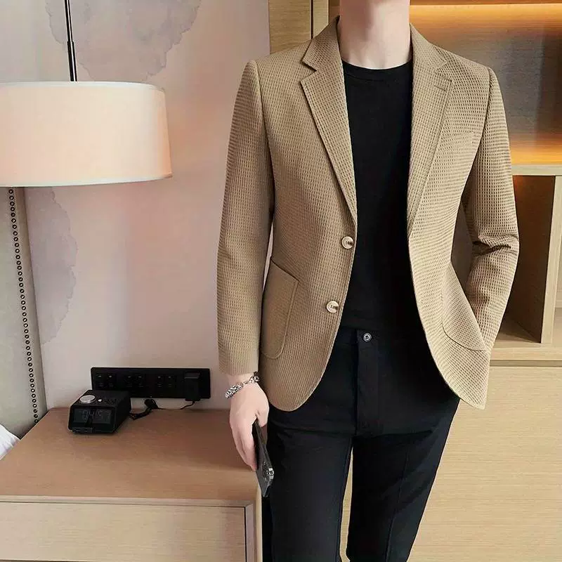Мужской модный трендовый костюм дизайна, slim fit, тренд сезона