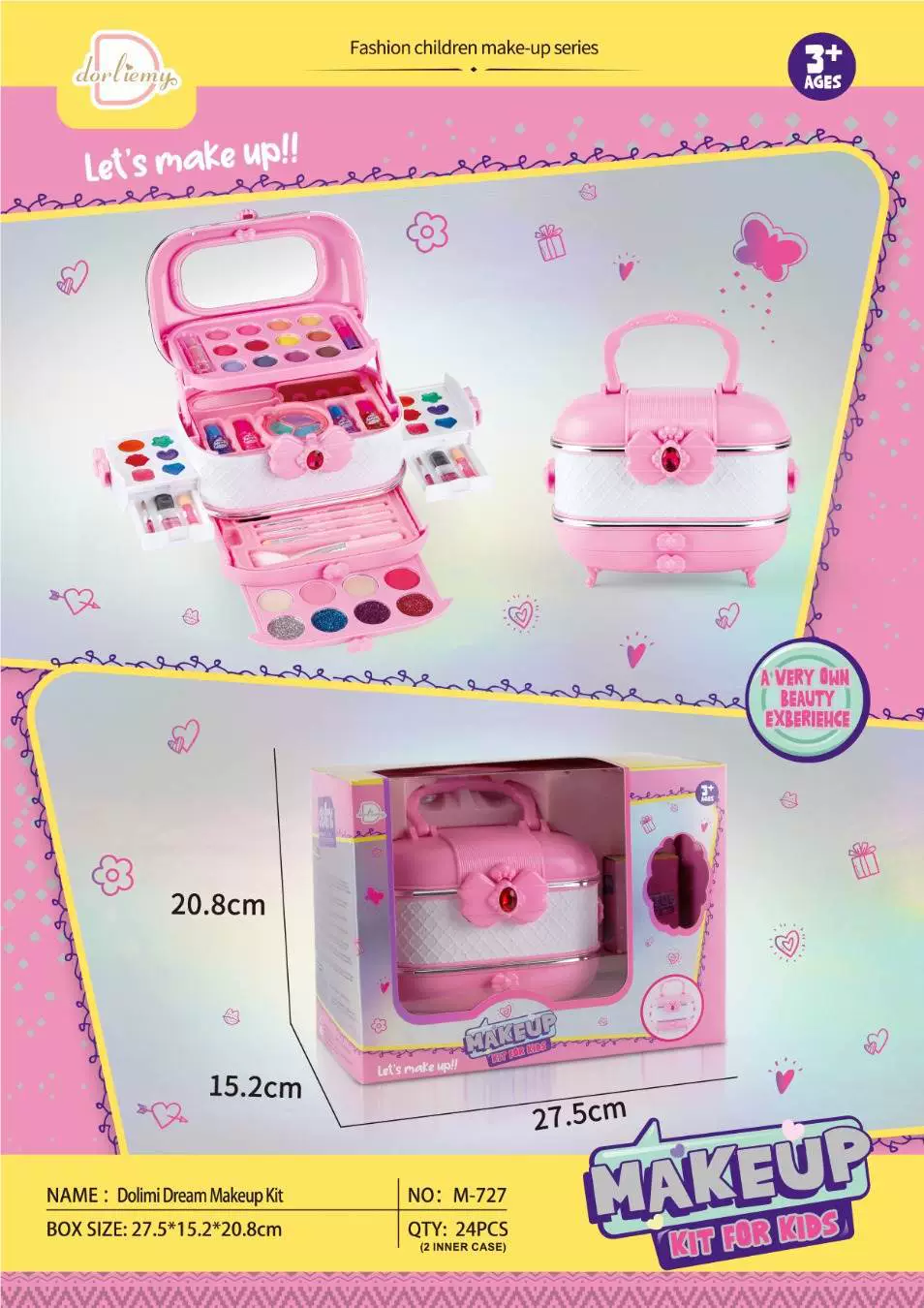 Детская семейная косметическая игрушка для принцессы, портативный праймер для макияжа, косметичка
