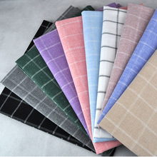 厂家现货批发 涤棉麻混纺布艺 平纹格子布料服装面料鞋帽桌布 069