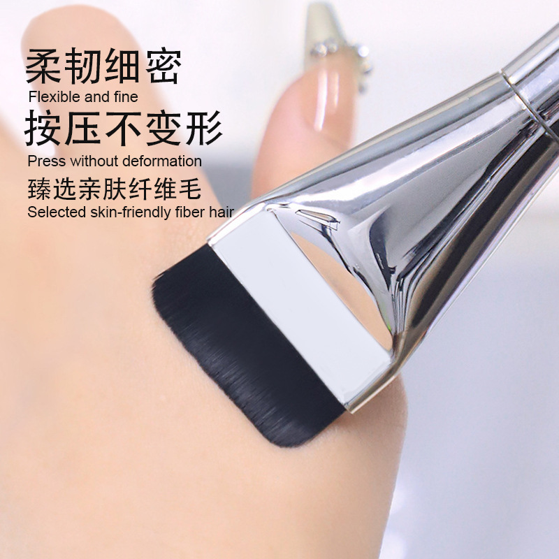 Venta caliente transfronteriza maquillaje base transparente cepillo de base de una palabra cabeza plana cepillo de máscara de pelo suave ultrafino mini cepillo de maquillaje de mango corto