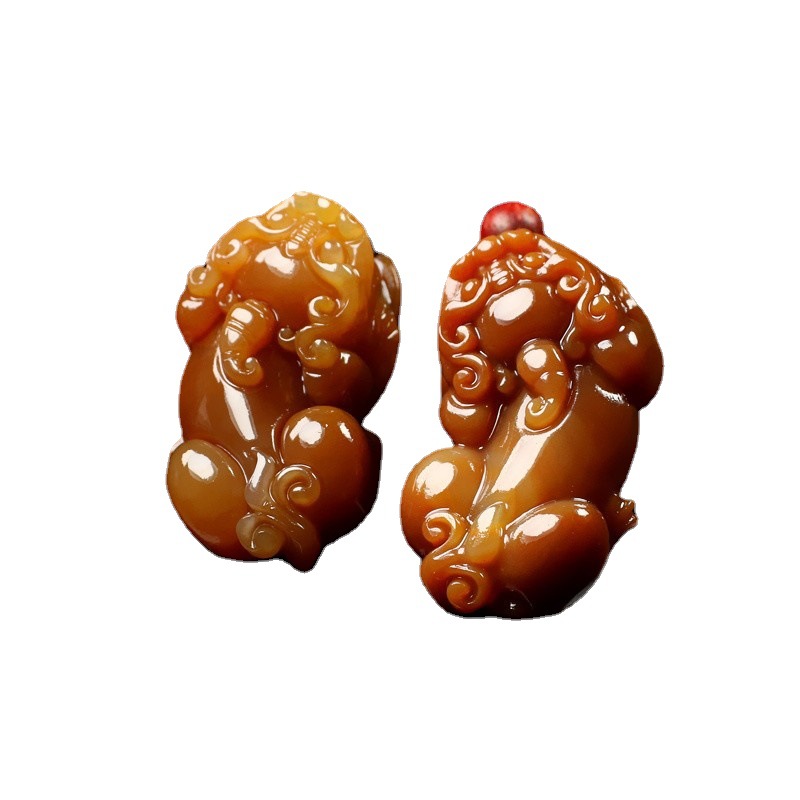 (2개) 황룡옥 비수 옥 펜던트 비수 피추 남녀 커플 옐로우 비수 피추 옥 펜던트 비수 펜던트