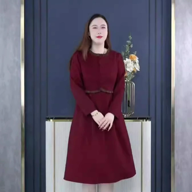 Осенний и зимний новый толстый MM большой размер 250 кг поддельный набор из двух частей повседневная юбка с длинными рукавами