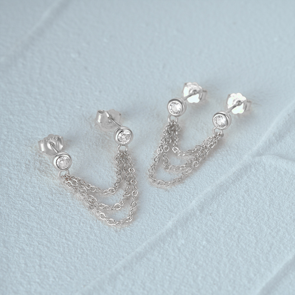 1 Pair Ig Style Geometric Tassel Sterling Silver Drop Earrings display picture 24