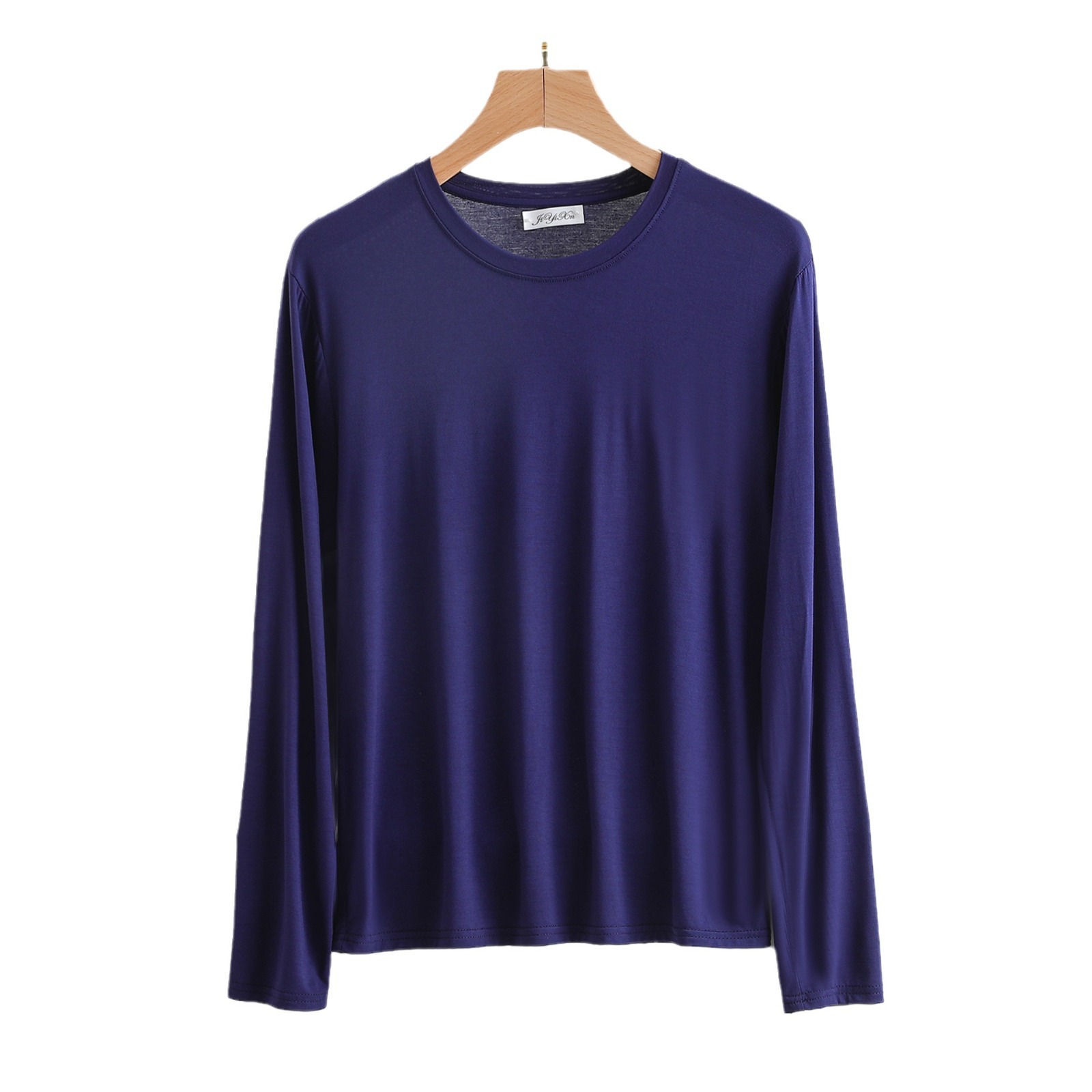 Summer base body-friendly thin solid color long-sleeve with a round…