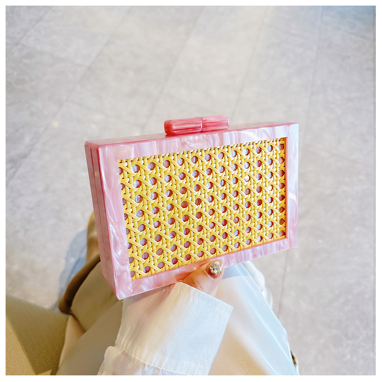 New fashionable green wicker acrylic bag for cross-border foreign trade women, evening bag, single-shoulder crossbody banquet clutch undefined