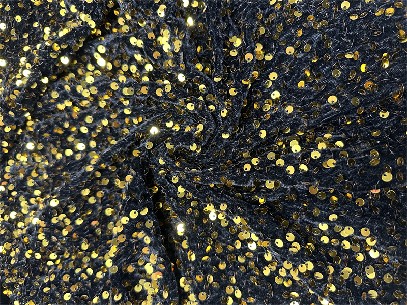Otoño y invierno tela de terciopelo elástica 5mm oro espuma de cuentas de espuma de Navidad vestido de moda tela de sequilla image 22