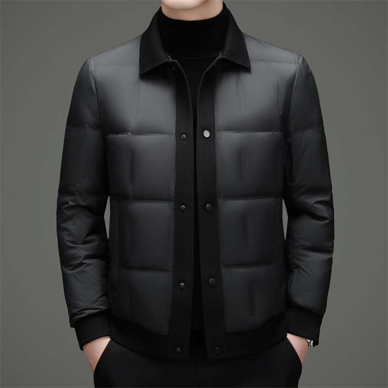 Winter Men's down Jacket Duck down Thickeneded Style for Young and Middle-Aged People Fashionable Casual Lapel Single-Breasted Simple Warm Jacket Winter Men's down Jacket Duck down Thickeneded Style for Young and Middle-Aged People Fashionable Casual Lapel Single-Breasted Simple Warm Jacket