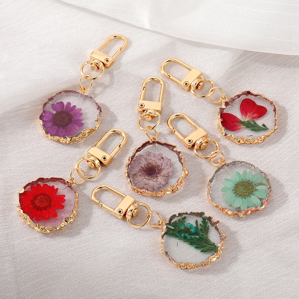 30g Weight Bag Pendant, Keychain Classification 1 Piece Quantity Holiday Occasion Dried Flower Material Flower Pattern Women's Gender Epoxy Design Pastoral Style Pastoral Flower Dried Flower Epoxy Women's Bag Pendant Keychain 无