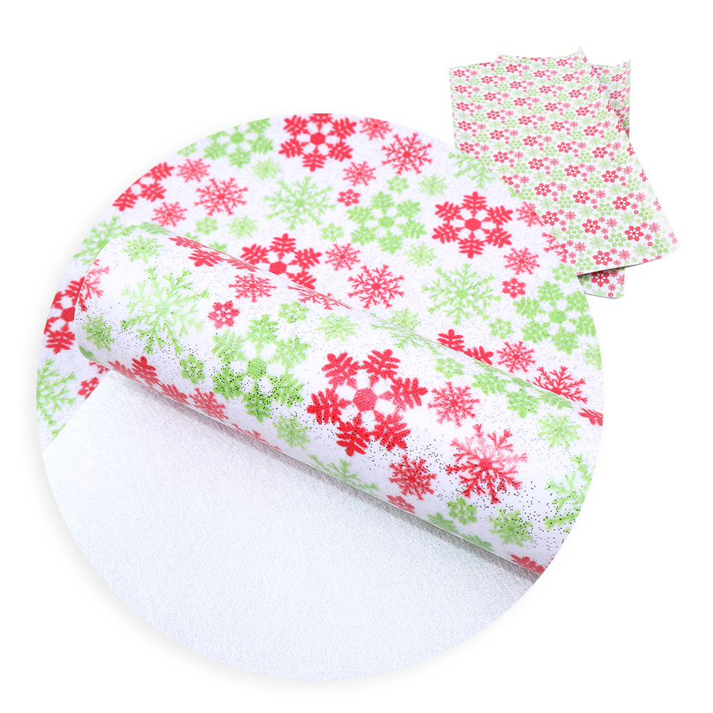 クリスマス雪花模様の薄いポリエステル綿や四面弾ニット生地のプリント生地手作りdiyシャツスカート服装生地