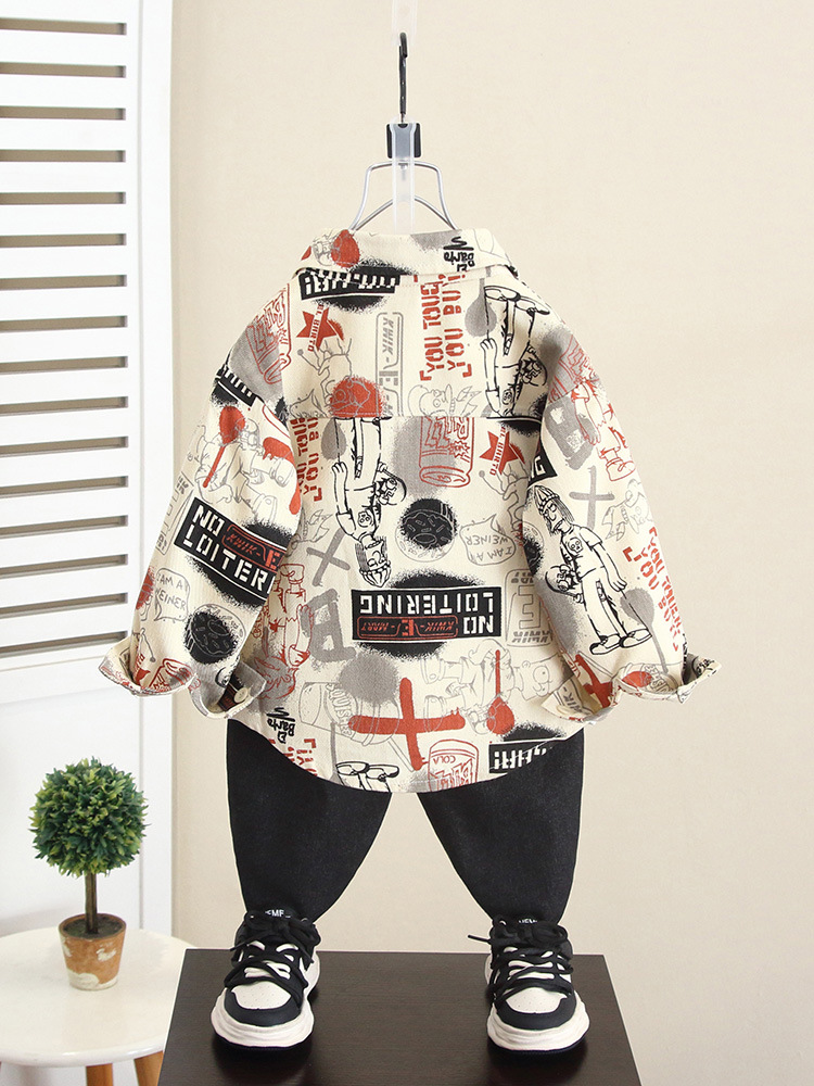 6176 Chaqueta de niño Estilo de primavera y otoño Estilo occidental Camisa de manga larga para bebé Ropa exterior 2025 Nuevos niños Otoño y principios de otoño