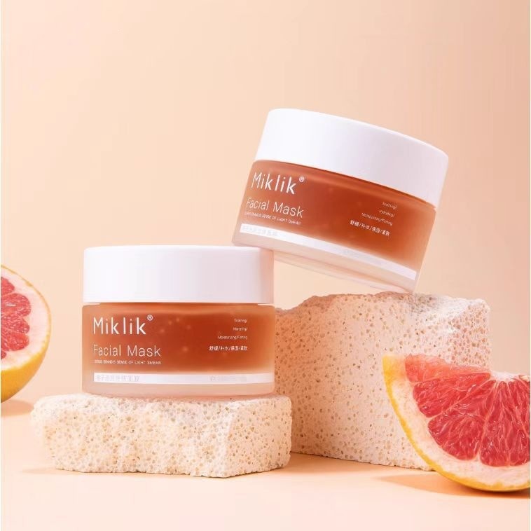 miklik grapefruit light-sensing mask reduces yellowing, brightens, refines pores, deeply cleanses, hydrates, moisturizes, and firms the skin, 100g