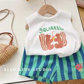 一件包邮男童夏装背心套装2023新款洋气宝宝夏季短袖洋气童装儿童