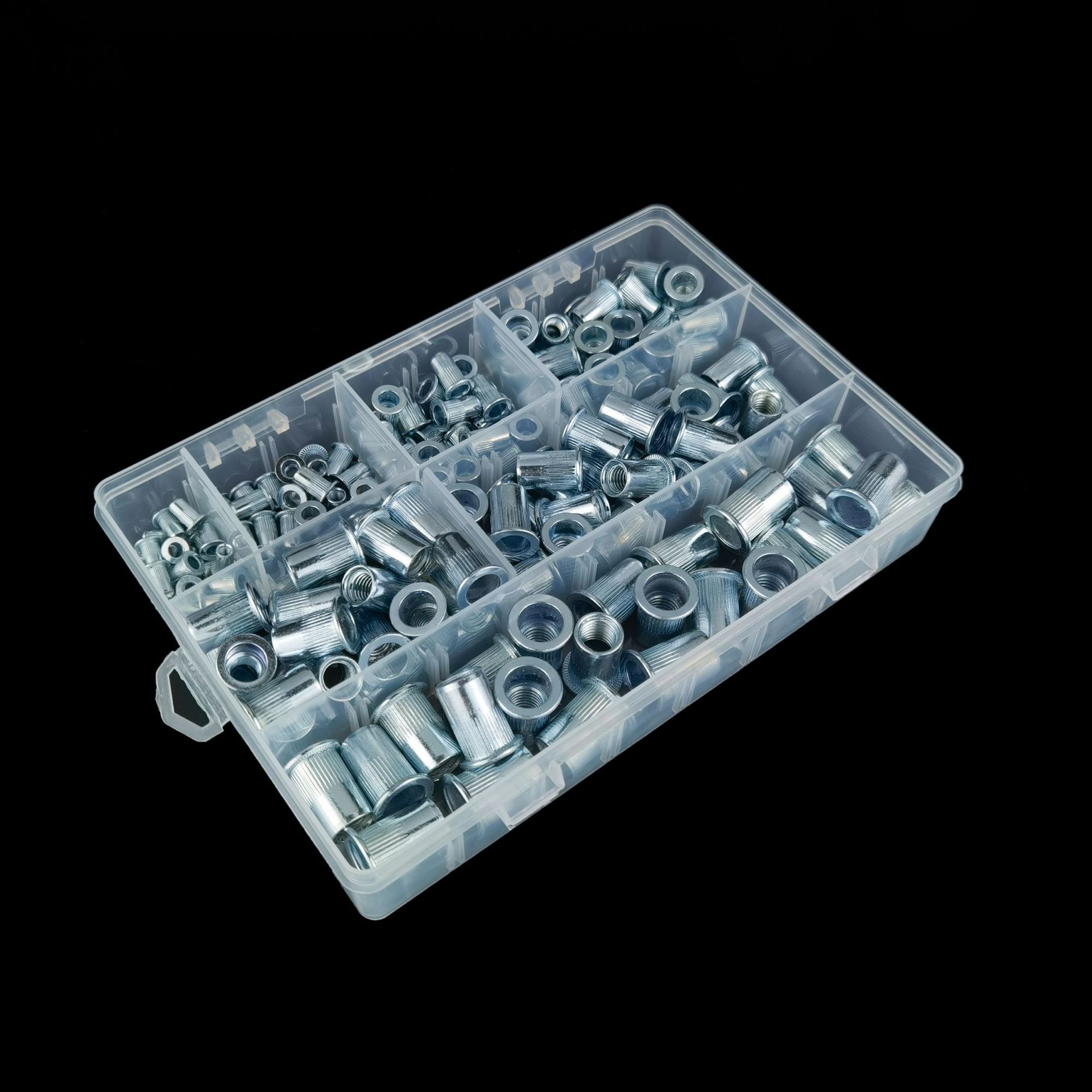 铆螺母厂家 175pcs 铝制铆螺母M3-M12盒装 平头竖纹拉铆螺母套装