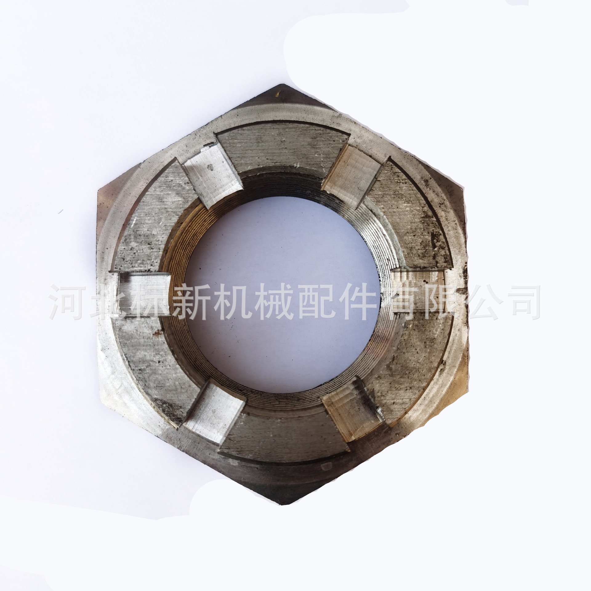 开槽螺母 加厚细扣六角开槽螺帽 煤矿用六角槽型螺母m64*3