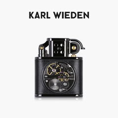 KW Karl Weiden kerosene lighter with leather case, black nickel, mechanical watch movement, holiday gift, windproof lighter