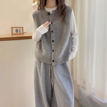 2025秋冬新款100%纯羊毛马甲女韩版纯色羊绒毛衣百搭针织打底坎肩