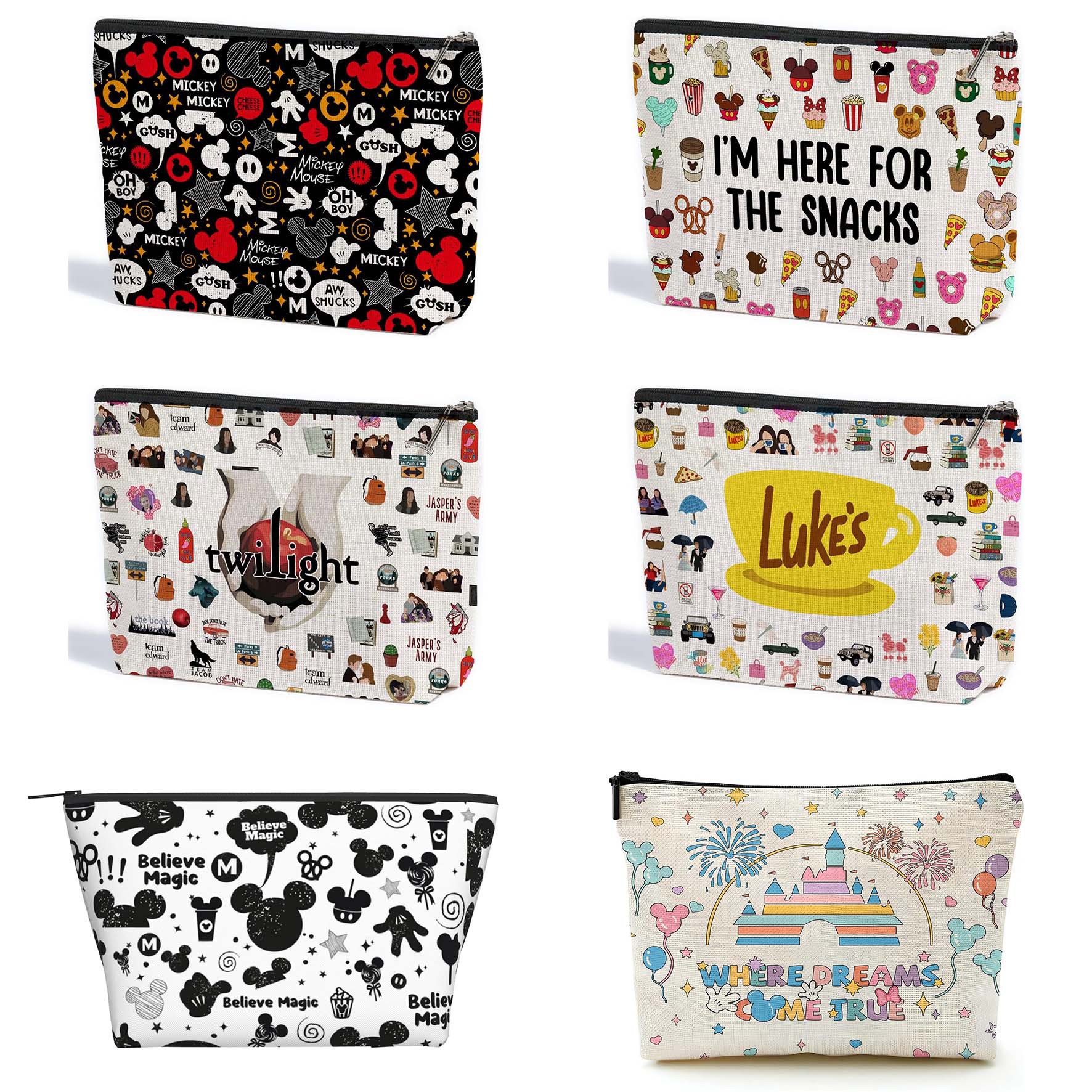 Transfronterizo Amazon brote adorable Mickey impresión doble cara bolsa de maquillaje bolsa de almacenamiento bolsa de cremallera multifuncional para mujeres