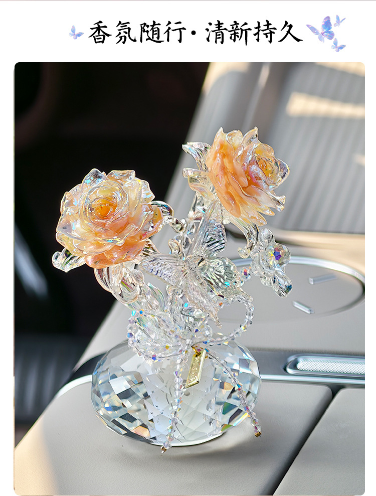 True Love Rose Car Perfume Fragrance Deodorizer High-End Creative Car Center Console Ornament Interior Decoration