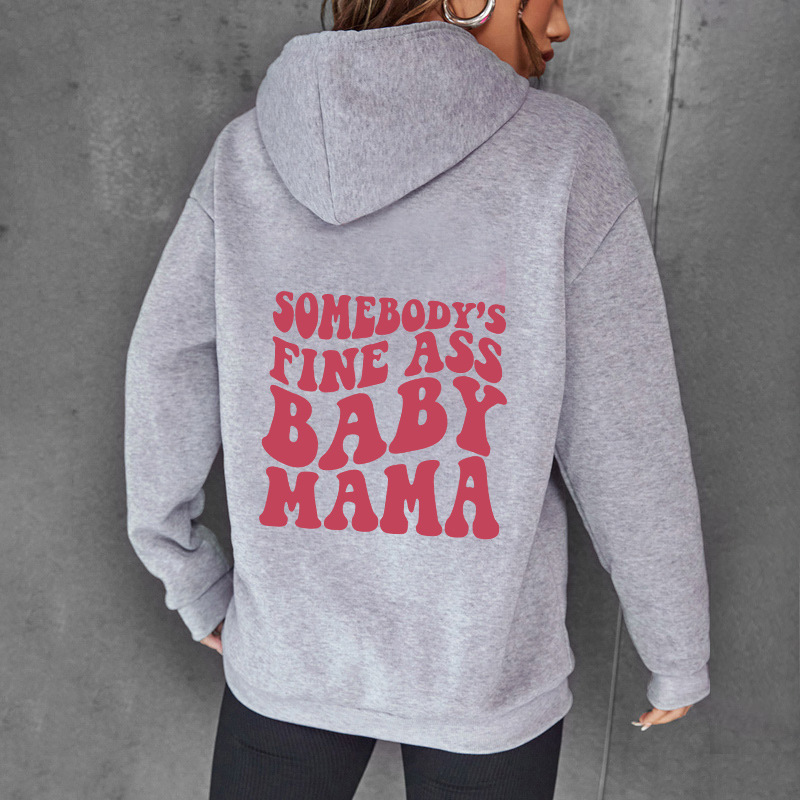 Women's Hoodies Sweatshirts Letter Printed Plush Pullover Top_voghion.com