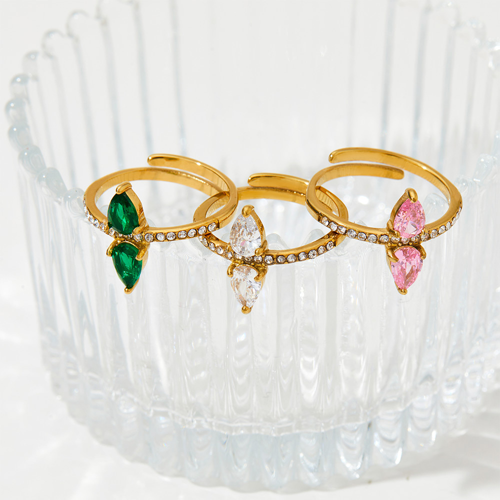 Rings Classification 16K Gold, White Gold Plated, Gold Plating Plating Color 1 Piece Quantity PVD Coated Real Gold Plated 16K Gold White Gold Plated Gold Plating Water Droplets 304 Stainless Steel Simple Style Waterproof Non Tarnish Rings