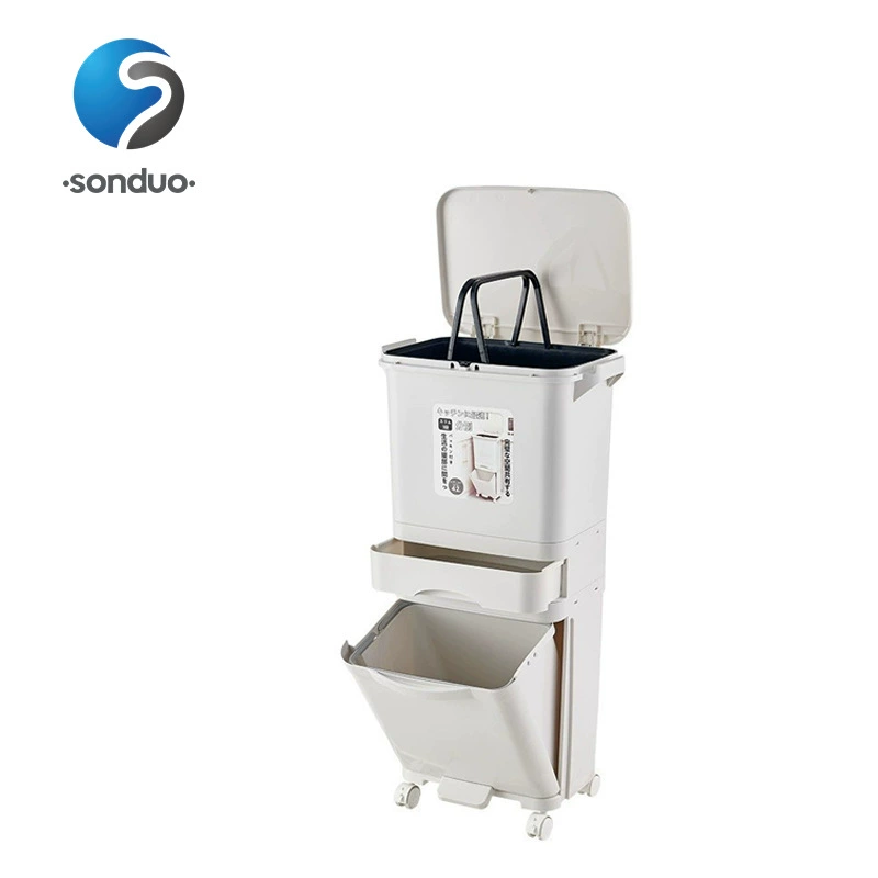 Кухонное мусорное ведро с домашней крышкой большой емкости двухслойное сухое и влажное разделение классификация Большой размер с высоким значением утолщенный мусорный бак