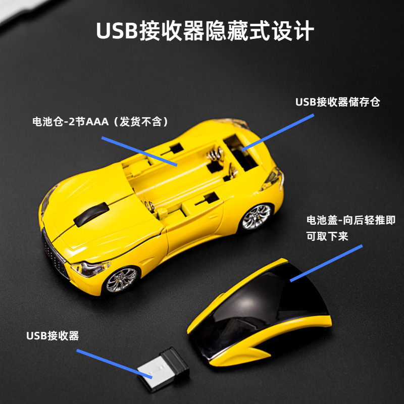 Ratón óptico transfronterizo 2.4G batería USB ratón pintura UV regalo coche ratón de computadora inalámbrica