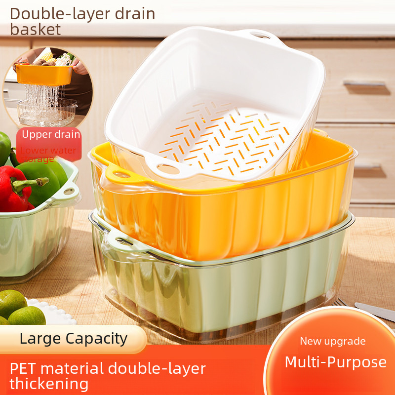Light luxury style drain basket household kitchen washing basket…