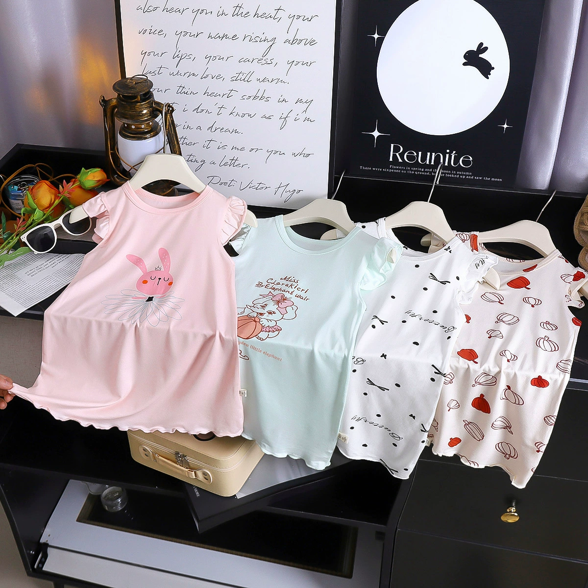 Ночная рубашка для девочек, ультратонкие летние детские пижамы из модала, одежда с кондиционером для девочек, новые комплекты для маленьких и средних размеров, домашняя одежда