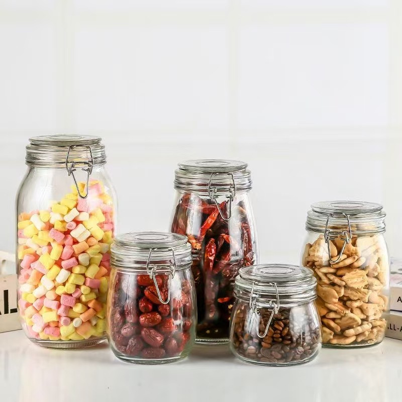 厂家直销500g密封罐玻璃罐卡扣果酱蜂蜜罐子酵素瓶子储存罐批发