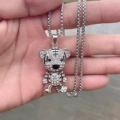 Full rhinestone tiger + 3.0*70cm pearl chain