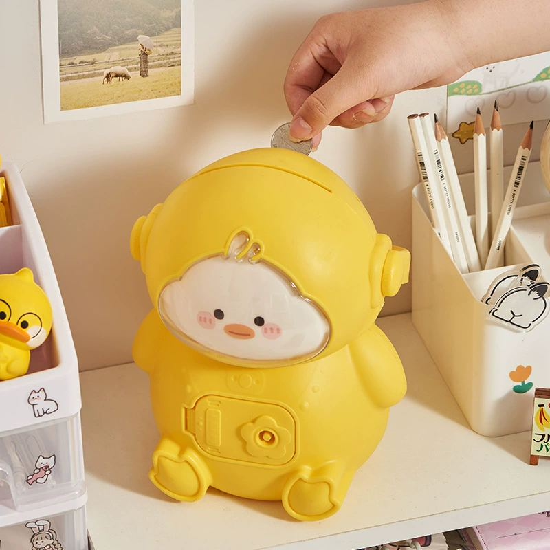 Милая маленькая Желтая утка копилка для детей Мальчик портативная Копилка девушка может только ввести Сейф для разблокировки ключа