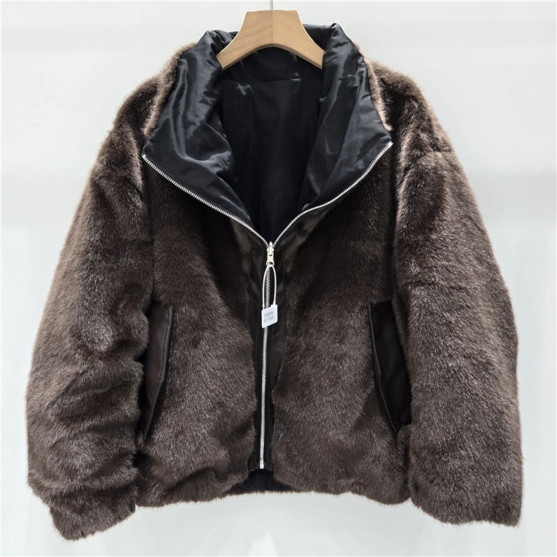 Invierno nuevo diseño de pieles de dos lados en una piel verde de lana parquet gruesa cálida abrigo casual de moda versátil image 4